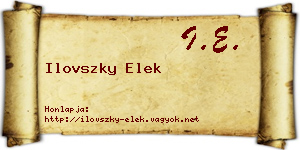 Ilovszky Elek névjegykártya